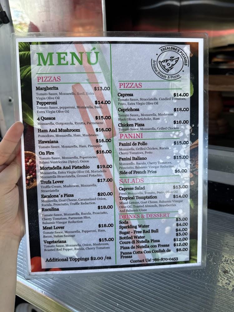 Escalona's Pizzaiolo Menu image 3