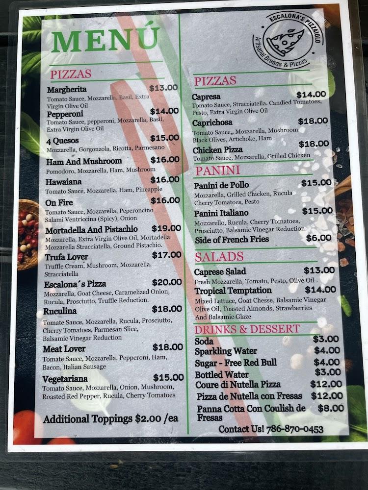 Escalona's Pizzaiolo Menu image 4